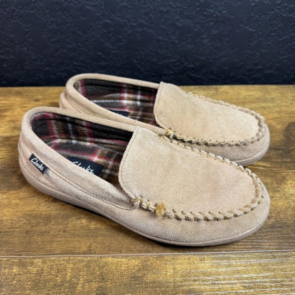 Clarks GF2448M Tan Suede‎ Leather Moccasin Slipper Mens 8
